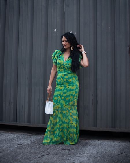 Green floral crepe maxi dress. Love this vintage inspired look  

#LTKstyletip #LTKover40