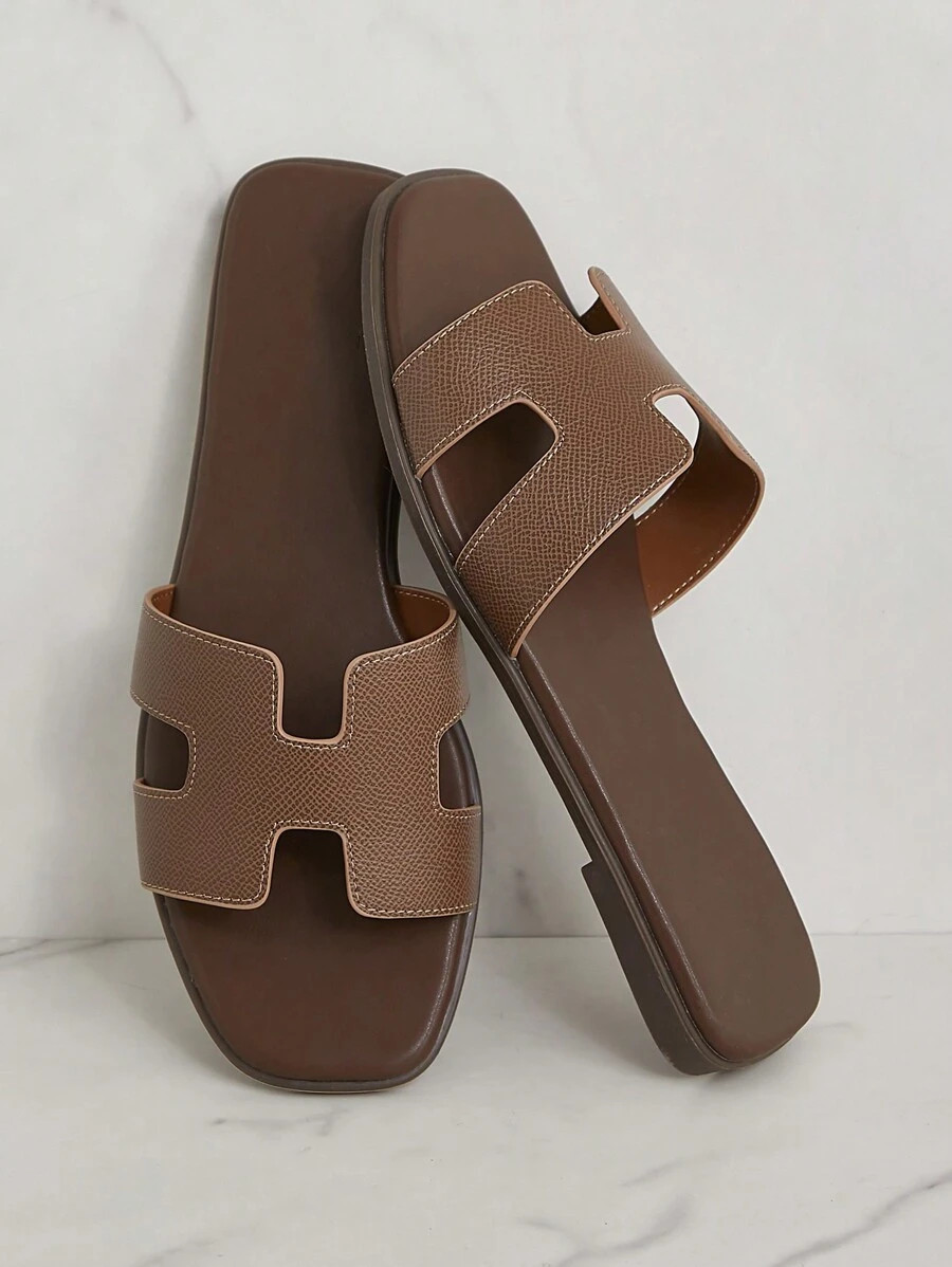 SHUZIA All-Time Bestseller Women's Luxe-Inspired Harness Cutout Open Toe Minimalist Palm Print Pu... | SHEIN