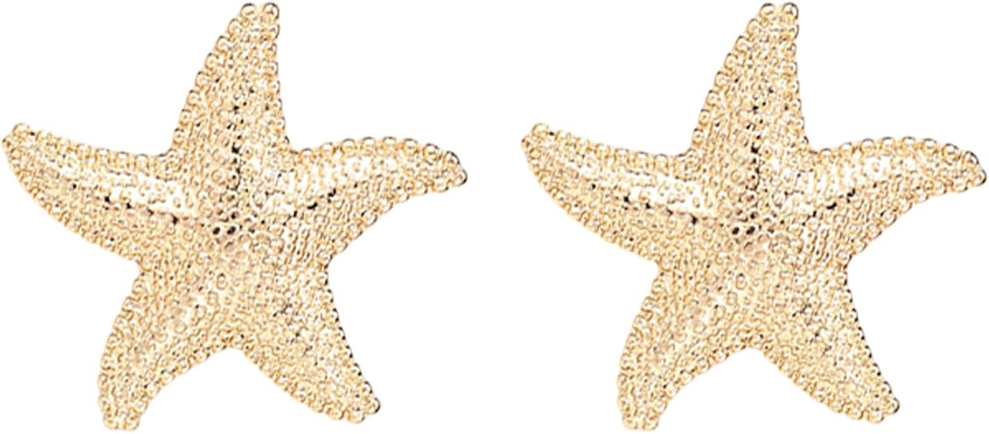 Star Fish Earrings for Women, Gold Starfish Studs Beach Sea Ocean Seashell Shell Earrings Boho St... | Amazon (US)