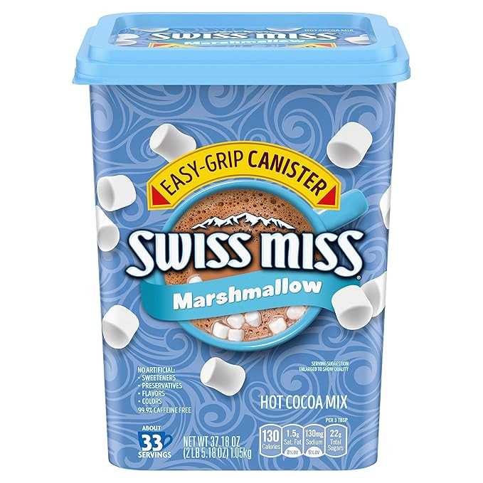 Swiss Miss Hot Cocoa Drink Mix, Milk Chocolate with Marshmallows, 37.18 oz. Canister | Amazon (US)