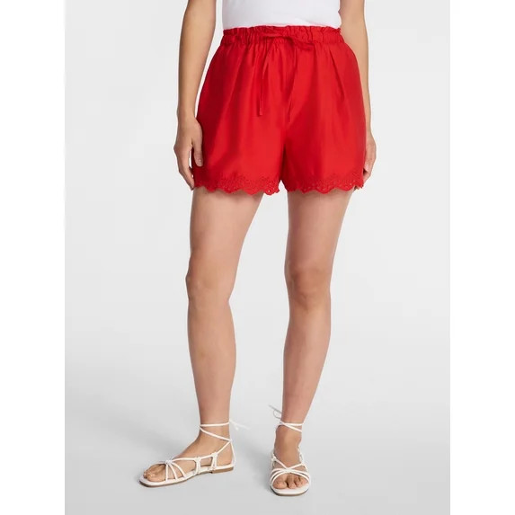 Time and Tru Women's Eyelet Trim Shorts, Sizes XS-XXXL | Walmart (US)