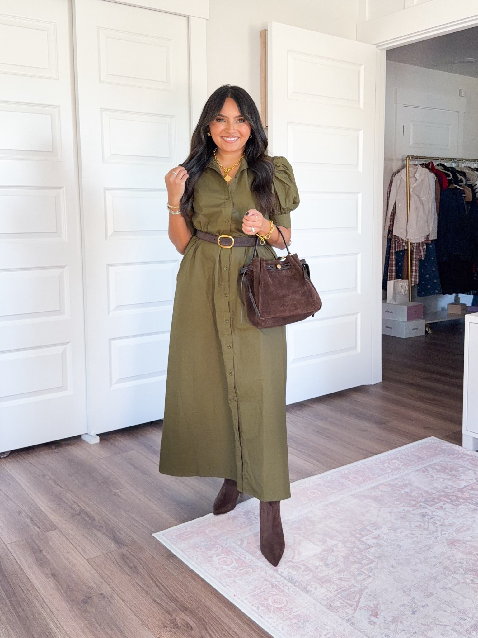 Olive green ruffle collar maxi dress size xxs TTS
Dark brown belt 27” - 31”
Brown boot size 5.5 TTS


#LTKPetite #LTKStyleTip #LTKSeasonal