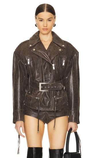 Salome Leather Jacket in Vintage Brown | Revolve Clothing (Global)