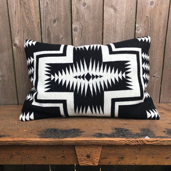 Wool pillow cover in Pendleton wool Walking Rock  Black and | Etsy | Etsy (US)