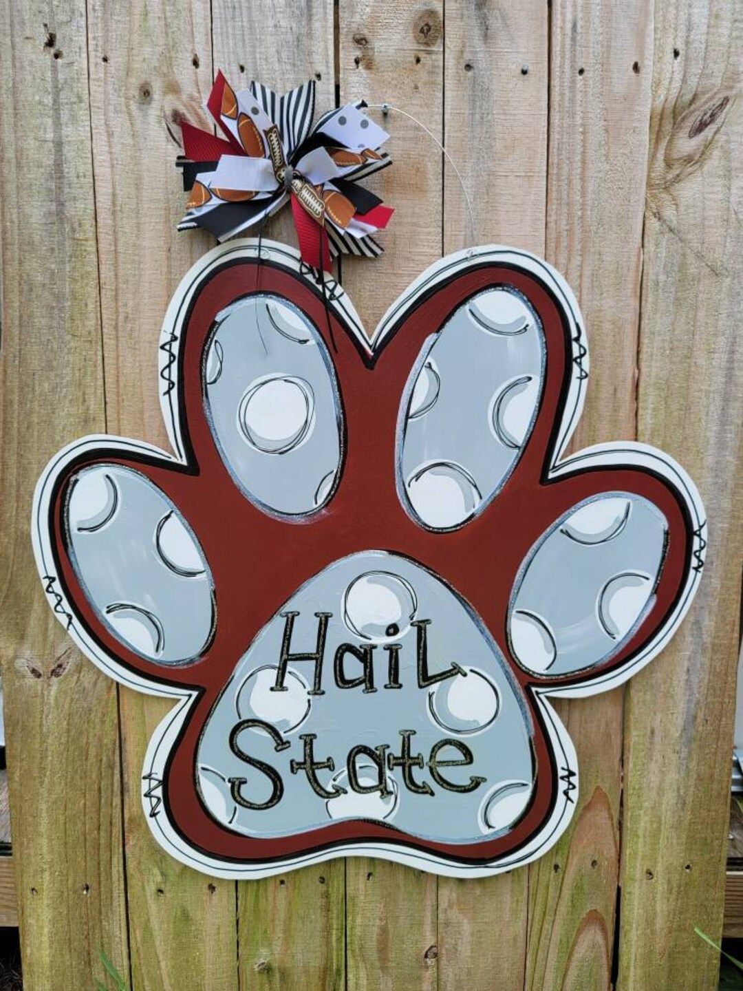 MSU Bulldog Mississippi State Dawgs Football Door Hanger Paw - Etsy | Etsy (US)