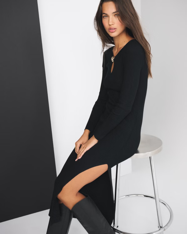 Hardware Keyhole Maxi Sweater Dress | Abercrombie & Fitch (US)