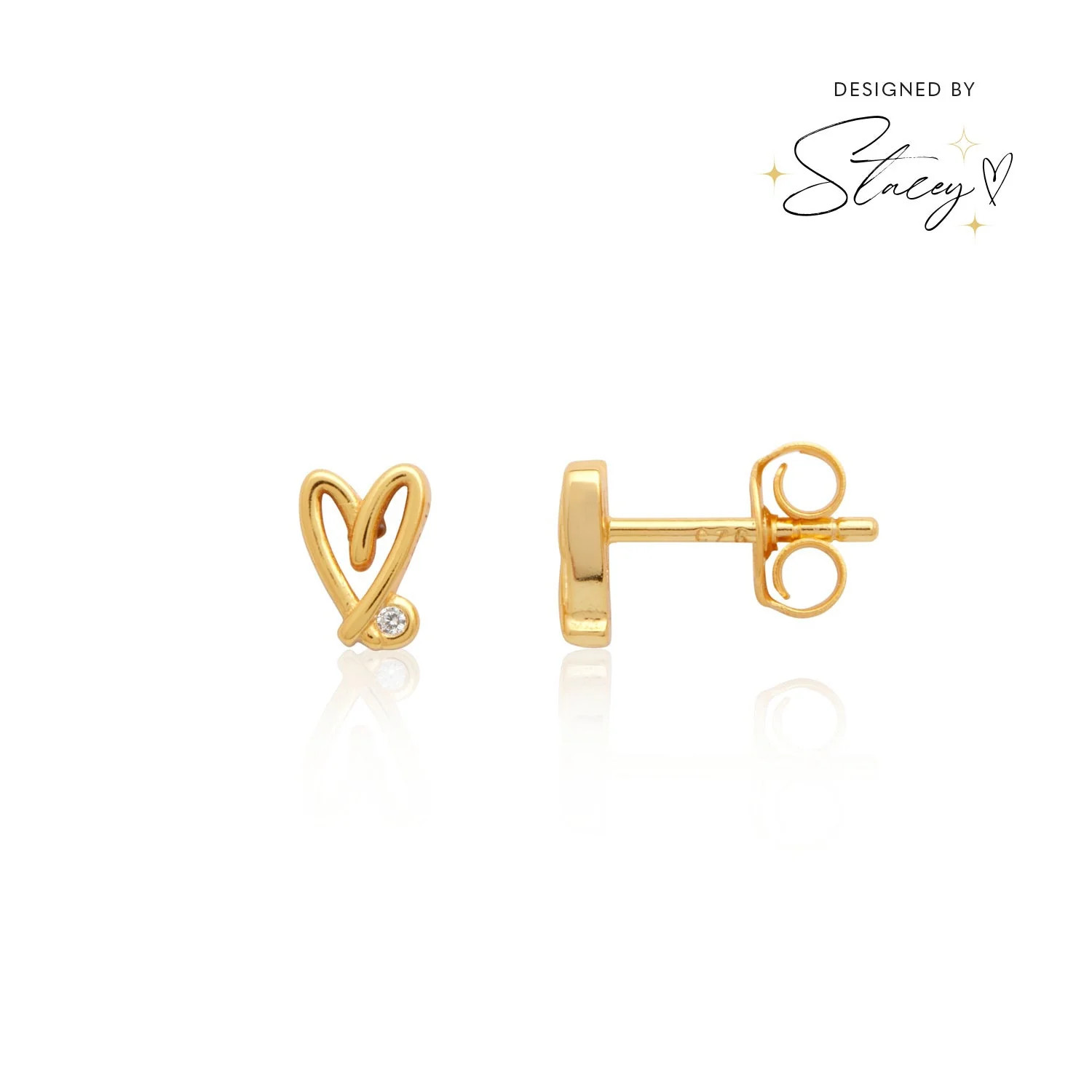Stacey's Stories Doodle Heart Stud Earrings (Gold) | Abbott Lyon