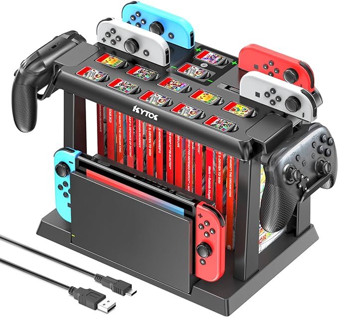 Switch Games Organizer Station with Controller Charger, Charging Dock for Nintendo Switch & OLED ... | Amazon (US)