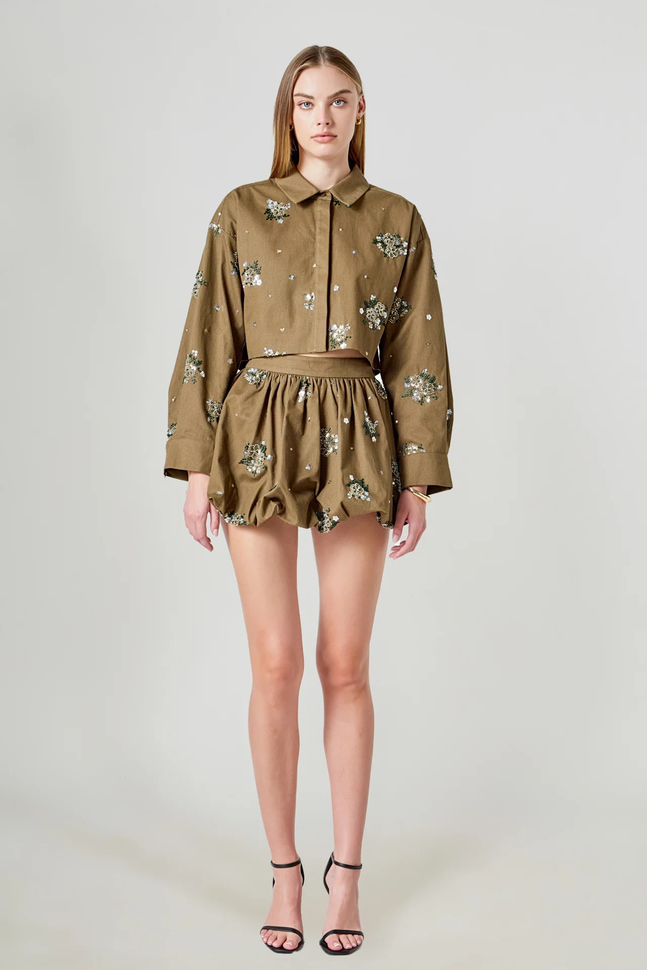 Eve Sequined and Beaded Cropped Shirt | Endless Rose