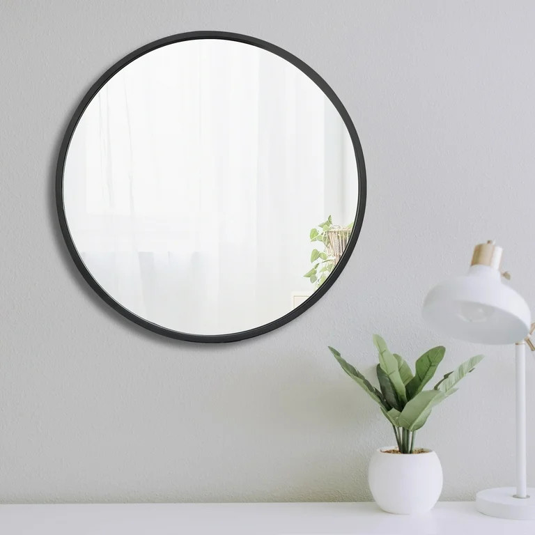 HomGarden Modern Circle Wall Mirror, 18'' Black Round Mirror Wall Mounted | Walmart (US)