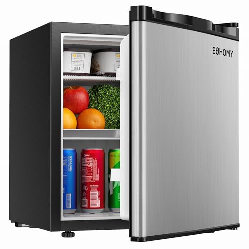 EUHOMY 1.7 Cu.Ft Mini Fridge, Reversible Single Door Compact Refrigerator, Adjustable Thermostat, Energy Saving, Mini Fridge for Bedroom, Office, Dorm, Silver | Amazon (US)