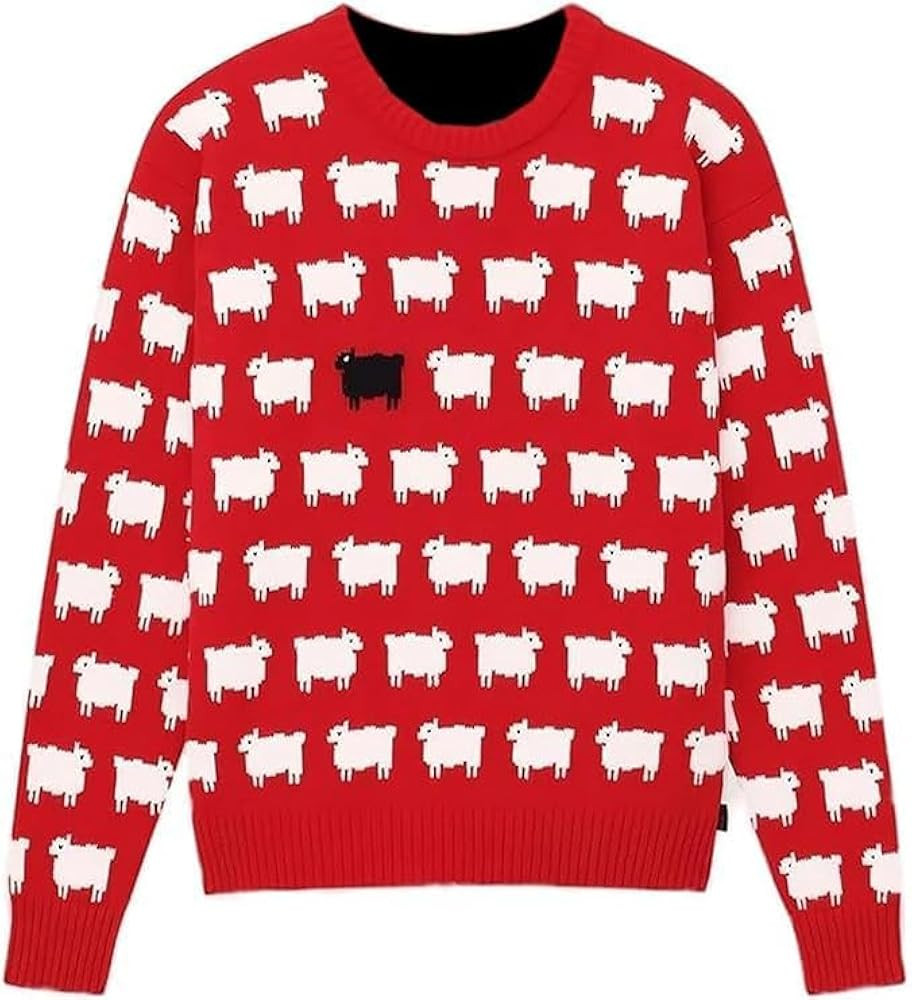 Princess Diaana Black Sheep Red Knitted Wool Sweater Women | Warm & Wonderful Retro 80s Style Pul... | Amazon (US)