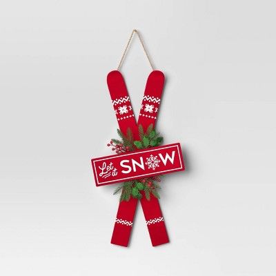 Metal Skis 'Let it Snow' Christmas Wall Décor Red/White - Wondershop™ | Target