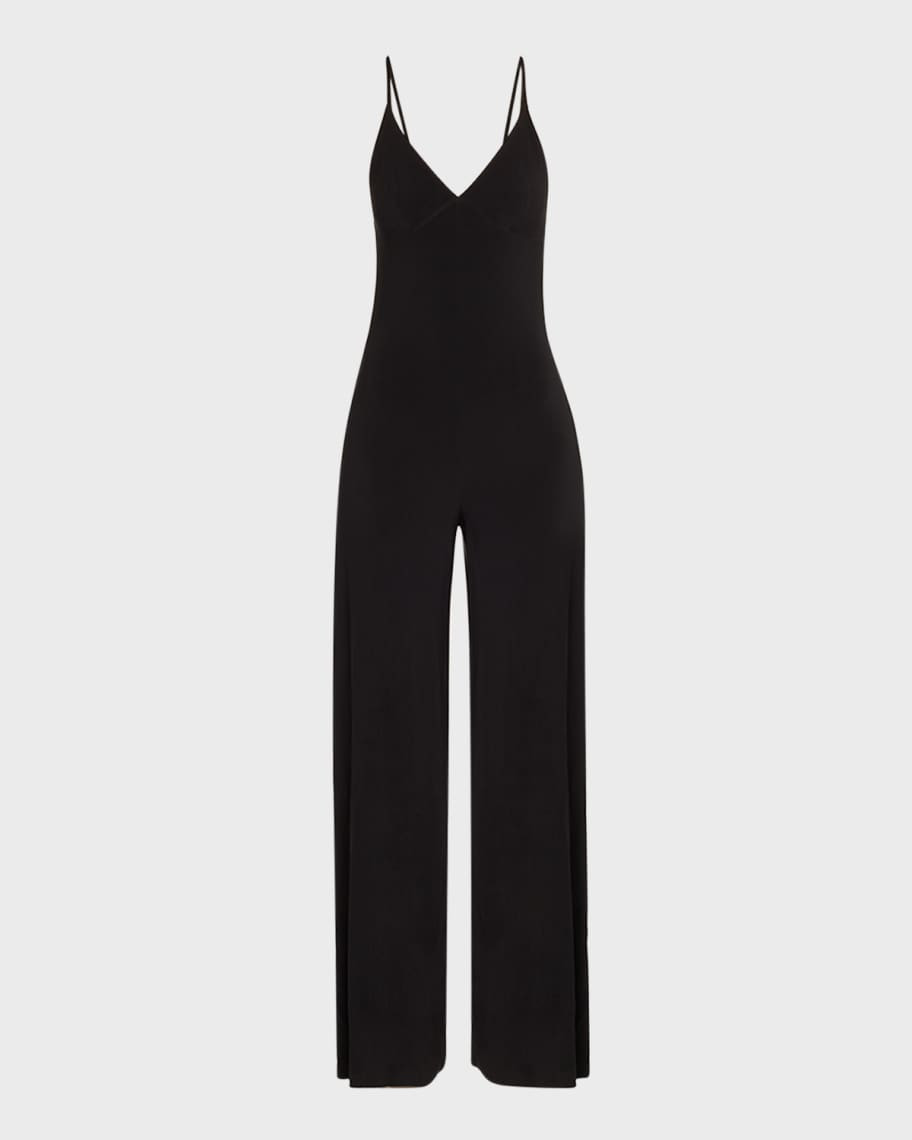 Wide-Leg Slip Jumpsuit, Black | Neiman Marcus