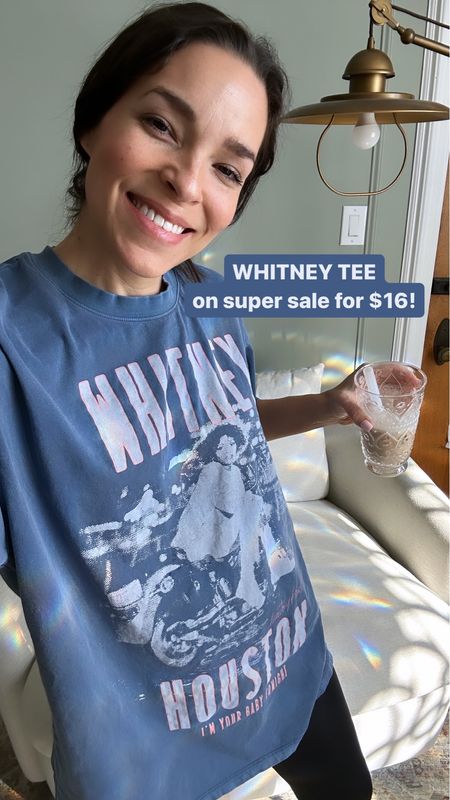 Whitney Houston tee - wearing size small:) On sale for $16 when you apply the extra %20 off code!

#LTKSeasonal #LTKfindsunder50 #LTKSpringSale