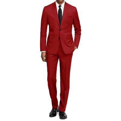 Braveman Men's Formal Two Piece 2-Piece Slim Fit Cut Suit Set,RED,44 | Target