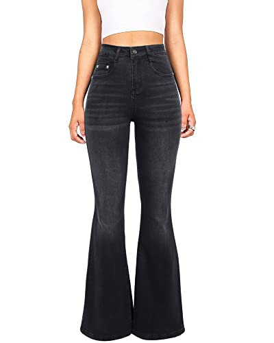 Skirt BL High Waisted Bell Bottom Jeans for Women Flare Jeans Retro Bootcut Jeans Stretch Wide Leg Denim Pants (Grey, 04) | Amazon (US)
