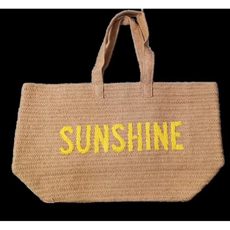 Kasa Style 23" Over-sized Straw Tote - SUNSHINE Embroidered Double Handle Weekend Beach Bag | Walmart (US)