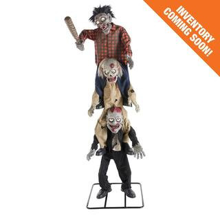 Home Accents Holiday 7.5 ft. Gruesome Grounds Animated LED Zombie Stack Trio H6 25PA03045 - The H... | The Home Depot