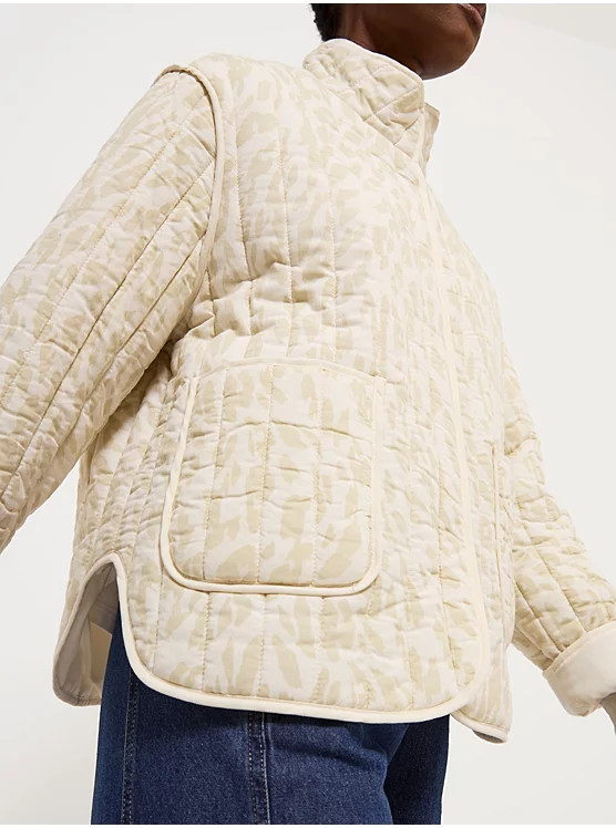 Cream Long Sleeve Printed Quilted Jacket | George at ASDA