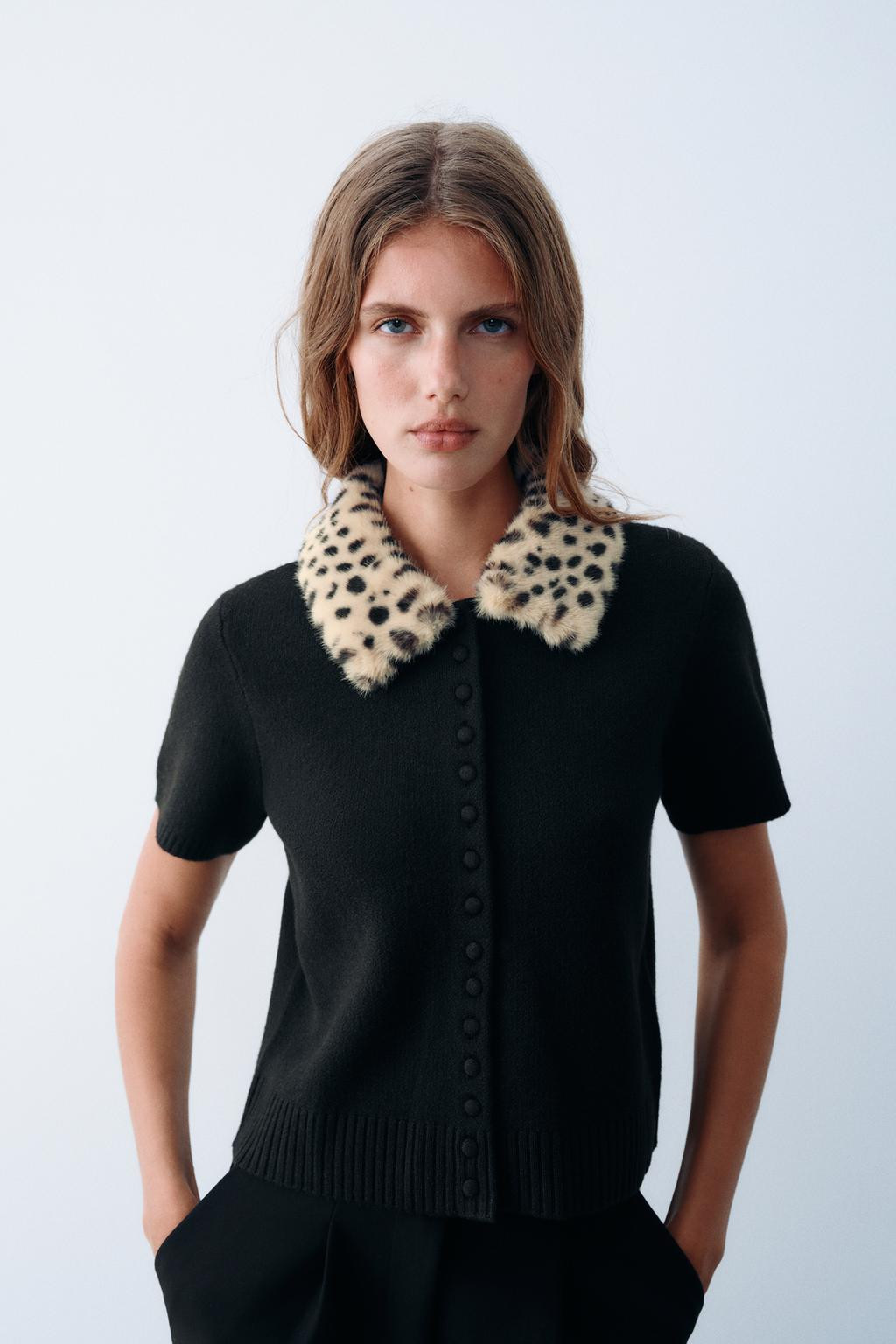 CARDINGAN WITH DETACHABLE FAUX FUR COLLAR | Zara US