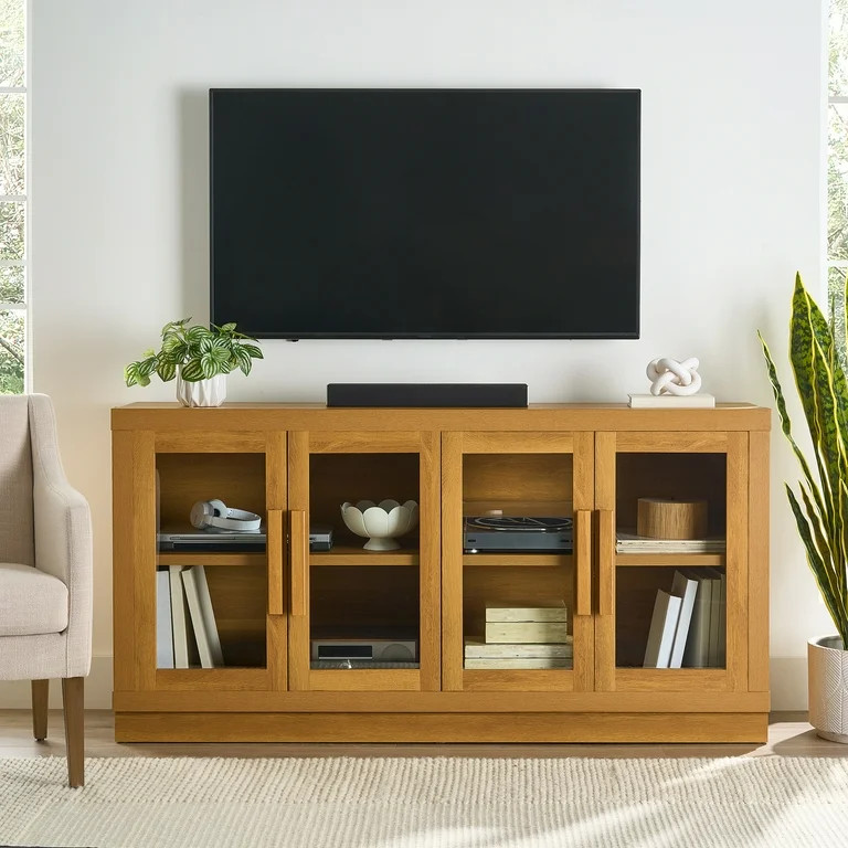 Better Homes & Gardens Ezra TV Stand for TV's up to 70", Light Honey finish | Walmart (US)