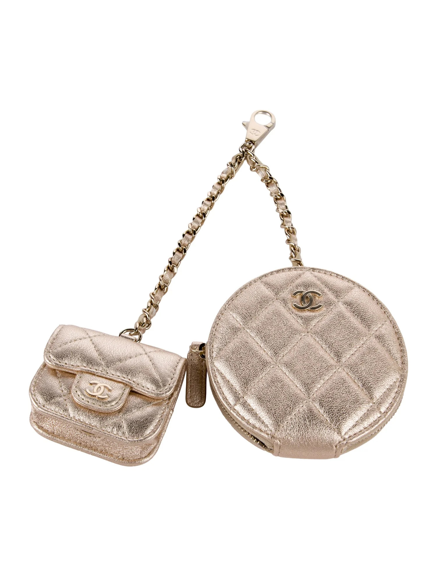 Metallic Quilted Clip On CC Coin Purse Airpods Case | The RealReal