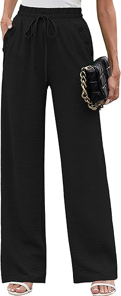 Heymoments Women's Wide Leg Lounge Pants Lightweight High Waisted Adjustable Tie Knot Loose Fit T... | Amazon (US)