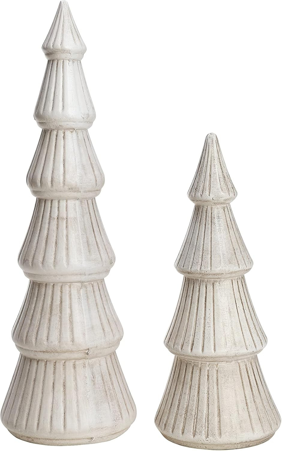 WONDROUS' DECO Wooden Christmas Tree, Tabletop White Tree Figurine, Set of 2 Desk Centerpieces fo... | Amazon (US)