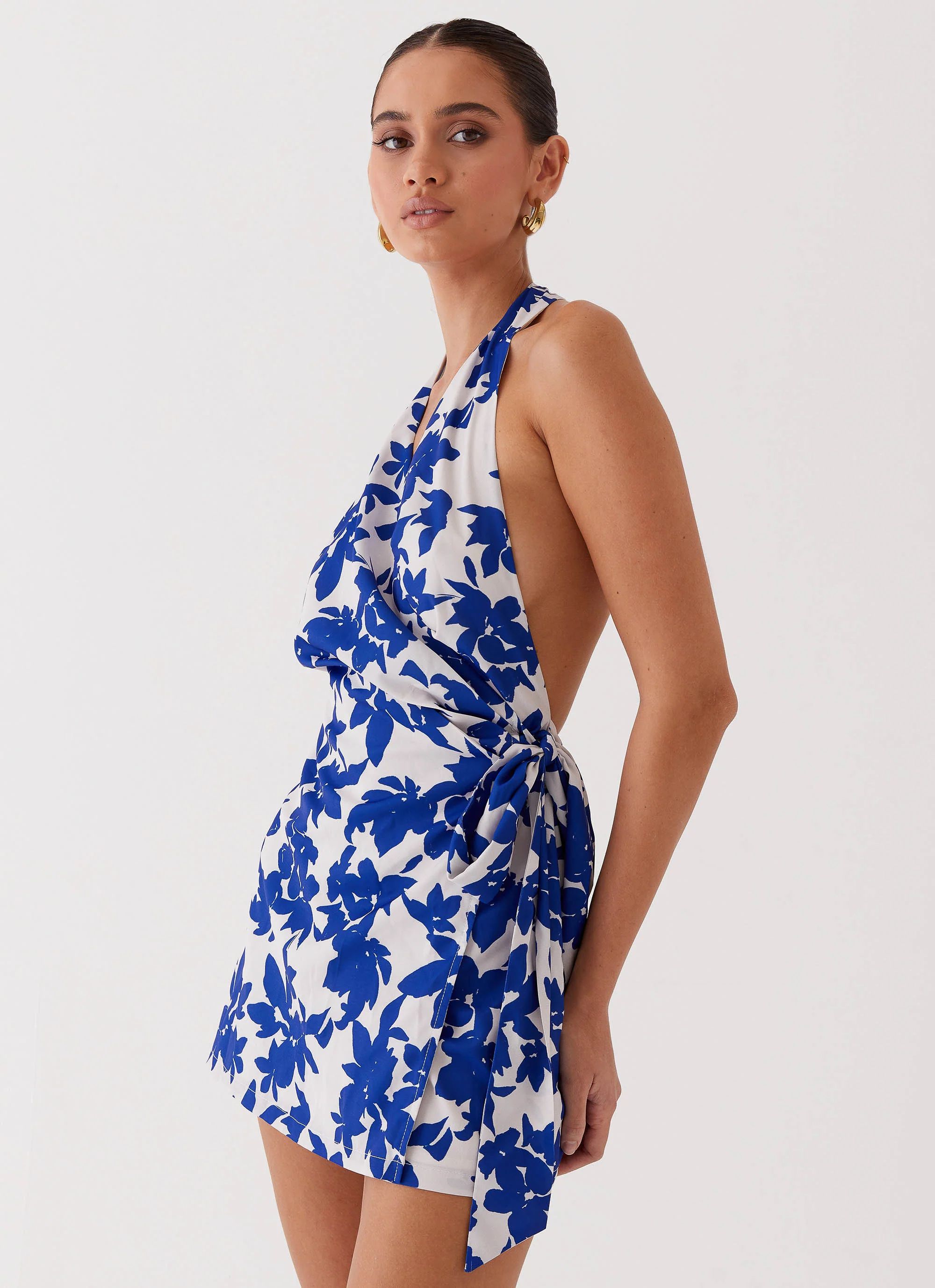 Street Blues Wrap Mini Dress - Blue Floral | Peppermayo (Global)