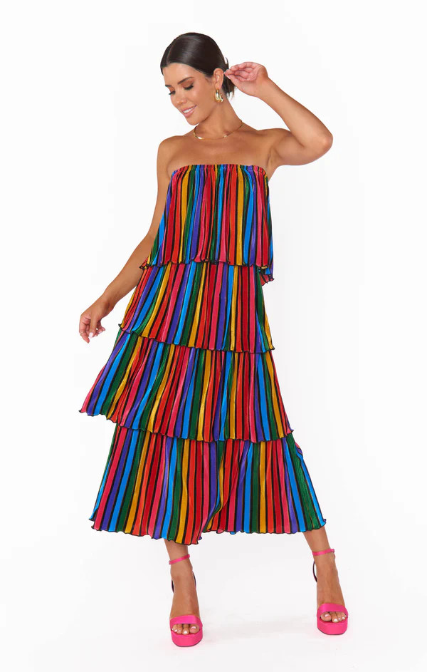Lana Midi Dress ~ Rainbow Parade Pleat | Show Me Your Mumu