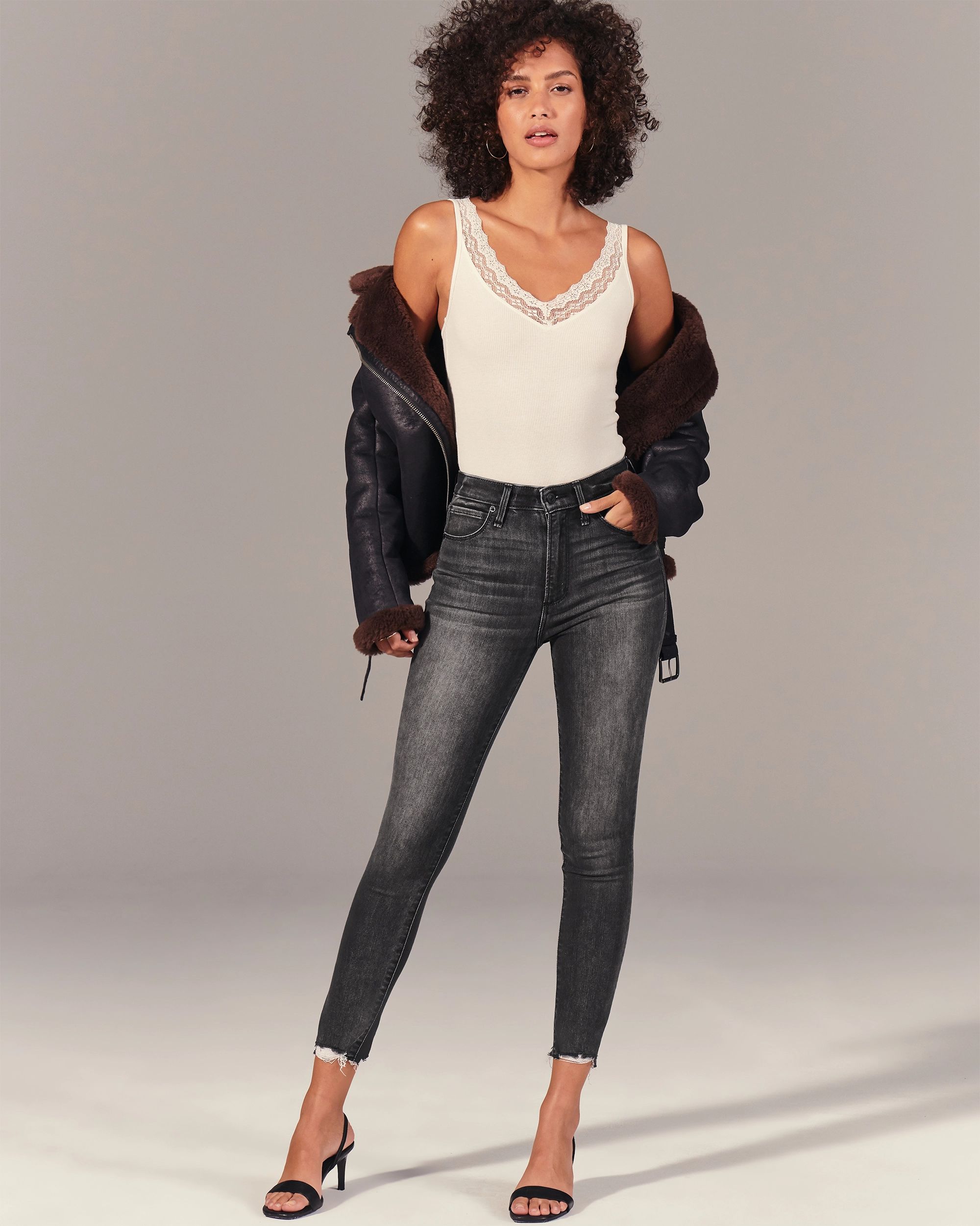 A&F Signature Stretch Denim | Online Exclusive
			


  
						High Rise Super Skinny Ankle Jeans
... | Abercrombie & Fitch (US)