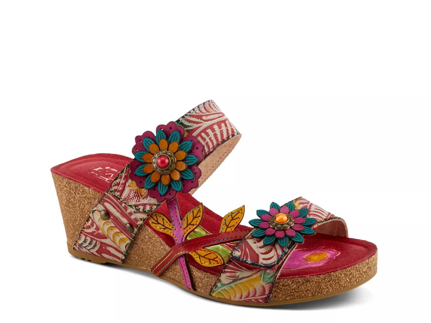 L'Artiste Moai Wedge Sandal | Women's | Red Multicolor | Size EU 41 / US 9.5-10 | Sandals | DSW