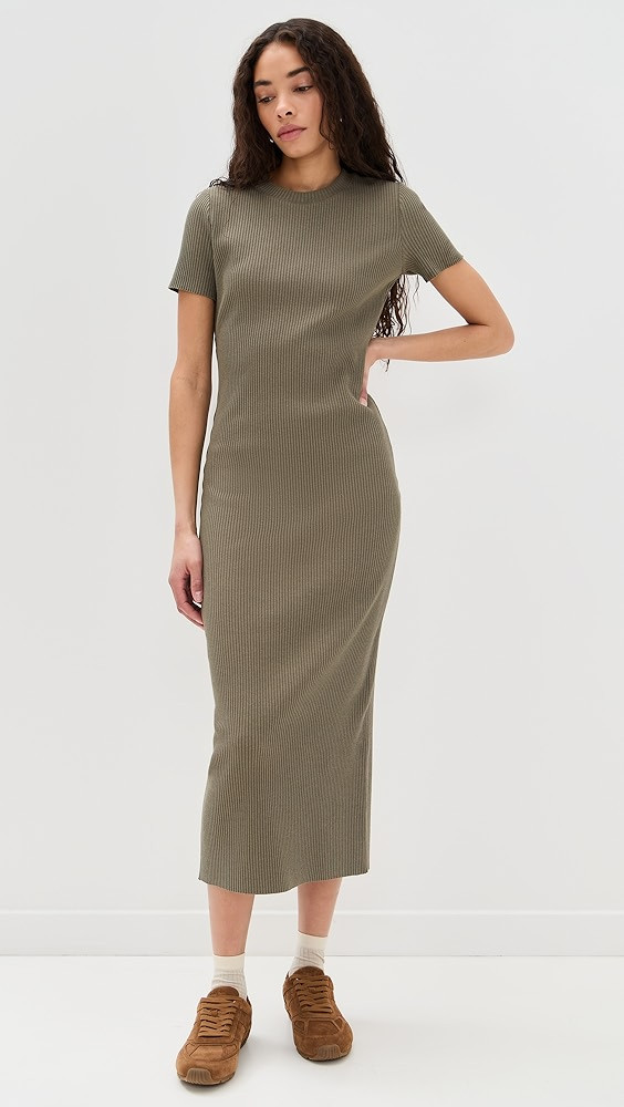 Vince Rib Short Sleeve Crew Neck Dress | Shopbop | Shopbop