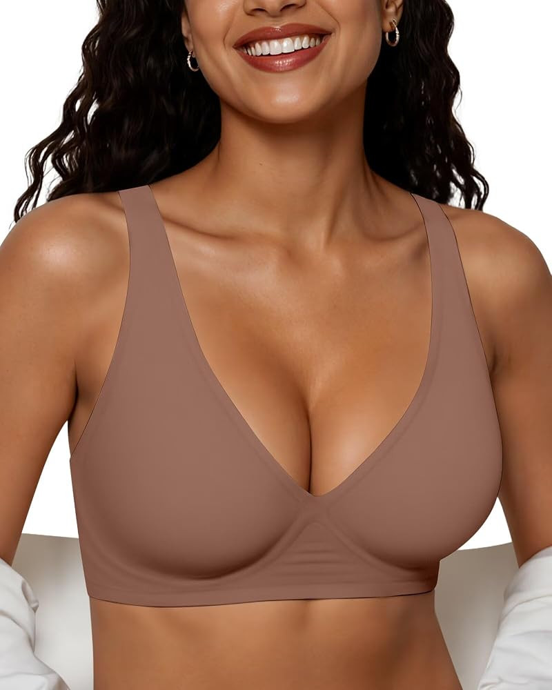 Adisputent Jelly Bras for Women Non Wired Deep V Wireless Push Up Bra Seamless Comfort Plunge T S... | Amazon (UK)