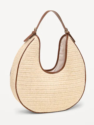 Oversized Raffia Hobo Bag | Old Navy (US)