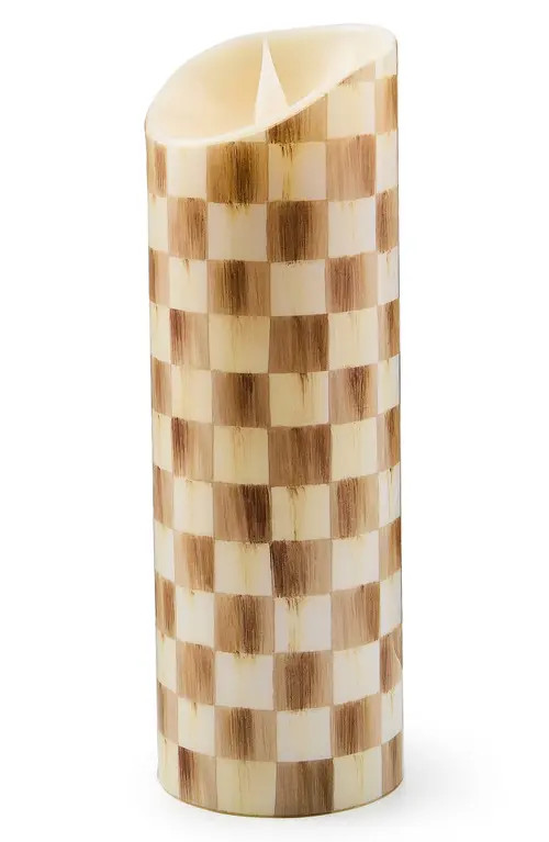 MACKENZIE CHILDS Mocha Check 9-Inch Flameless Pillar Candle at Nordstrom | Nordstrom