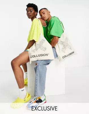 COLLUSION x EXIST LOUDLY Unisex tote bag in natural | ASOS (Global)
