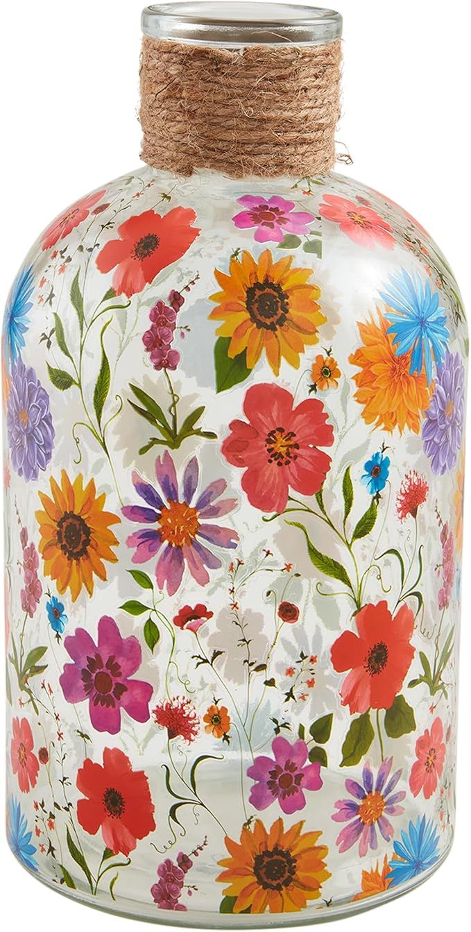 Mud Pie Flower Spring Glass Vase; 14" x 5" Dia | Amazon (US)