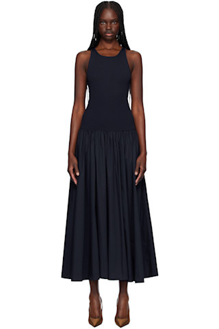 Staud - Navy Yamila Maxi Dress | SSENSE