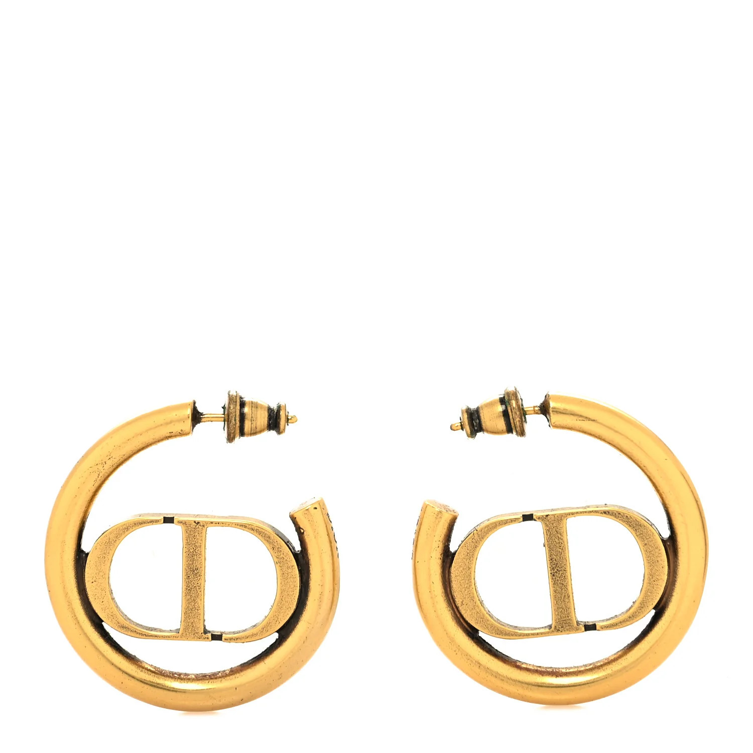 Metal 30 Montaigne Hoop Earrings Aged Gold | FASHIONPHILE (US)