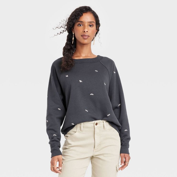 Women's Embroidered Fleece Sweatshirt - Universal Thread™ | Target