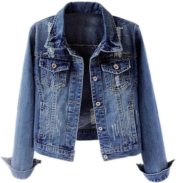 Kedera Womens Denim Jackets Distressed Ripped Long Sleeve Jean Jacket Coats | Amazon (US)