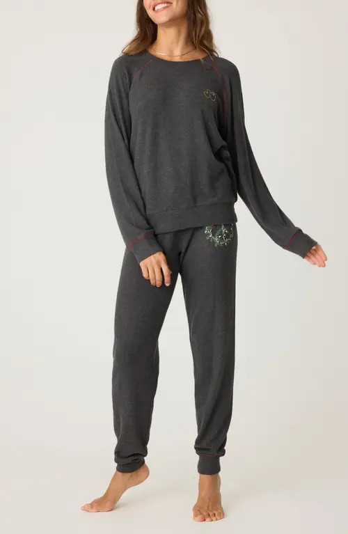 PJ Salvage Joy To The World Pajamas in H Slate at Nordstrom, Size X-Large | Nordstrom