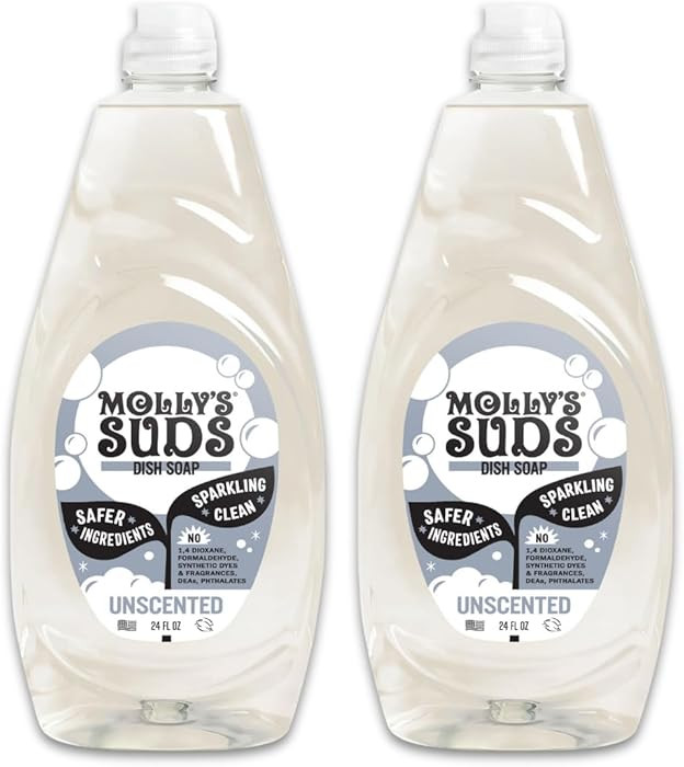 Molly's Suds Liquid Dish Soap | Clean, Simple Ingredients | Extra Scrubbing Power | Unscented, 24... | Amazon (US)