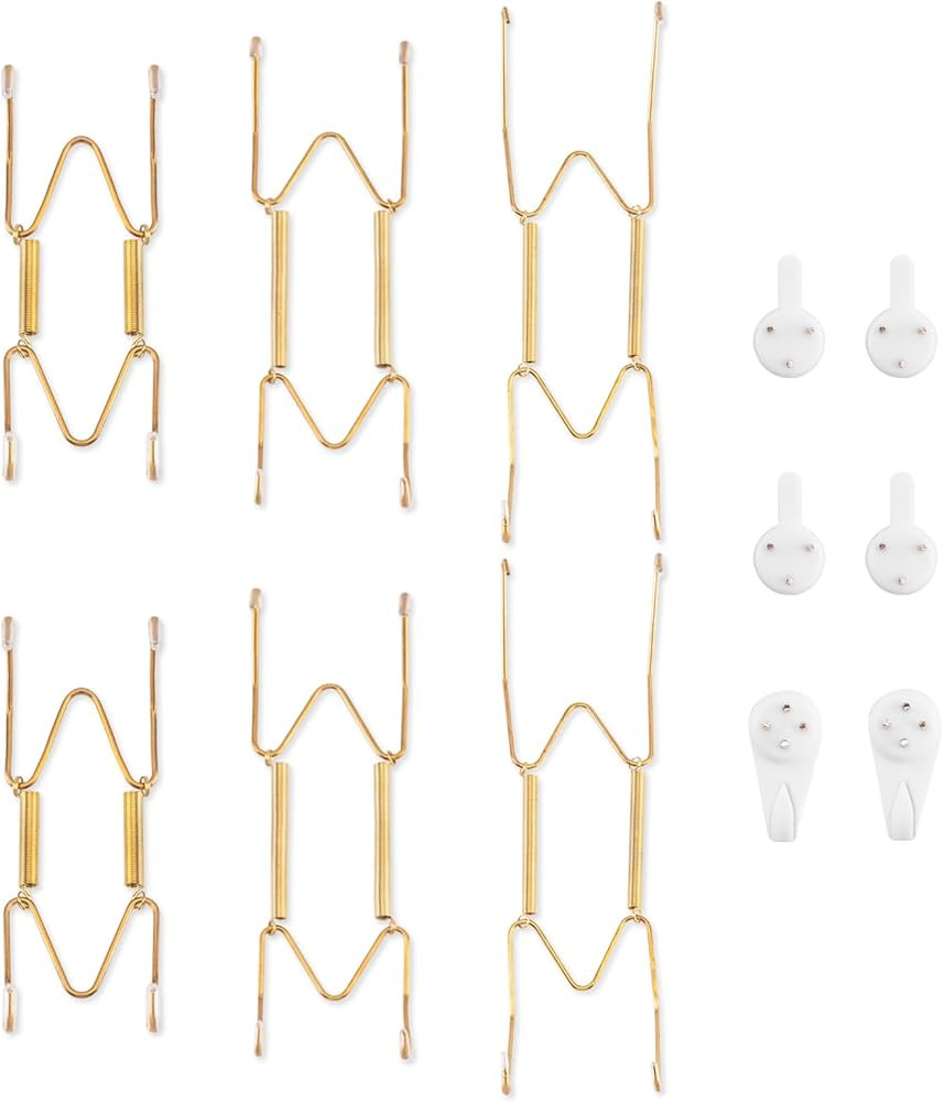 Bilillo 6-Piece Stainless Steel Wall Plate Hangers, 4/6/8 Inch Invisible Decorative Wire Plate Ho... | Amazon (US)