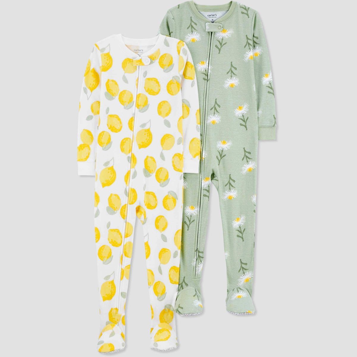 Carter's Just One You® Toddler Girls' Lemon & Floral Printed Footed Pajamas - Green/Yellow | Target
