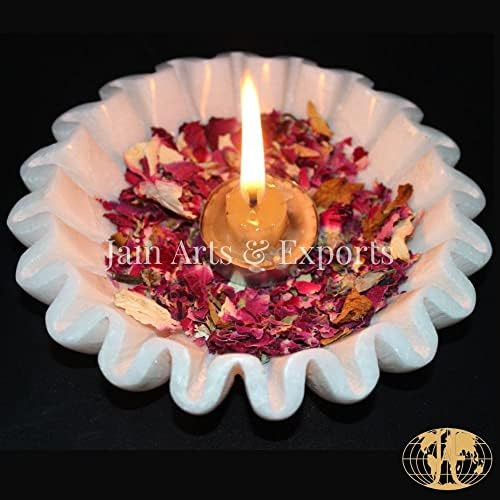 Jain Arts Hand Carved White Marble Lotus for Flower Fruits Candle Holder or Centerpiece | Polishe... | Amazon (US)