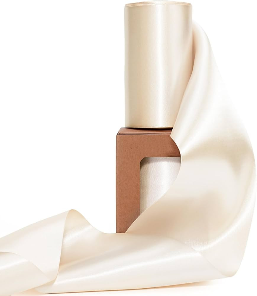 LaRibbons Nude Satin Ribbon 4 Inch x 10 Yards Continuous Nude Ribbon for Flower Bouquet, Chair Sa... | Amazon (US)