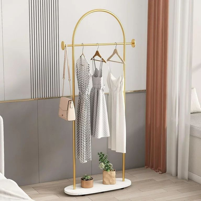 Gold Clothing Racks Heavy Duty, Gold Coat Racks Standing With Marble Base, Modern Coat Racks for ... | Walmart (US)